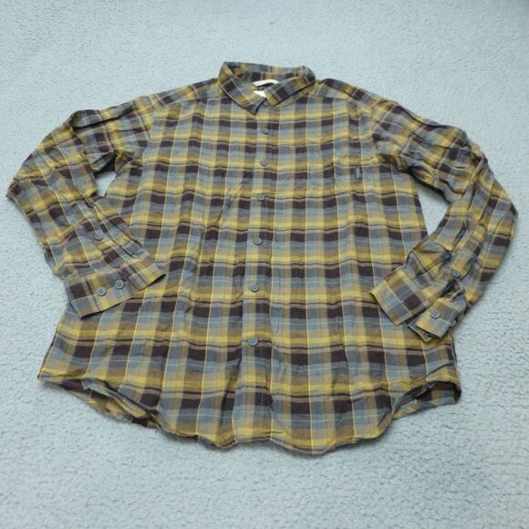 Columbia Shirt Mens Medium Button Up Flannel Brown Plaid Hiking Camp Long Sleeve - Picture 1 of 8